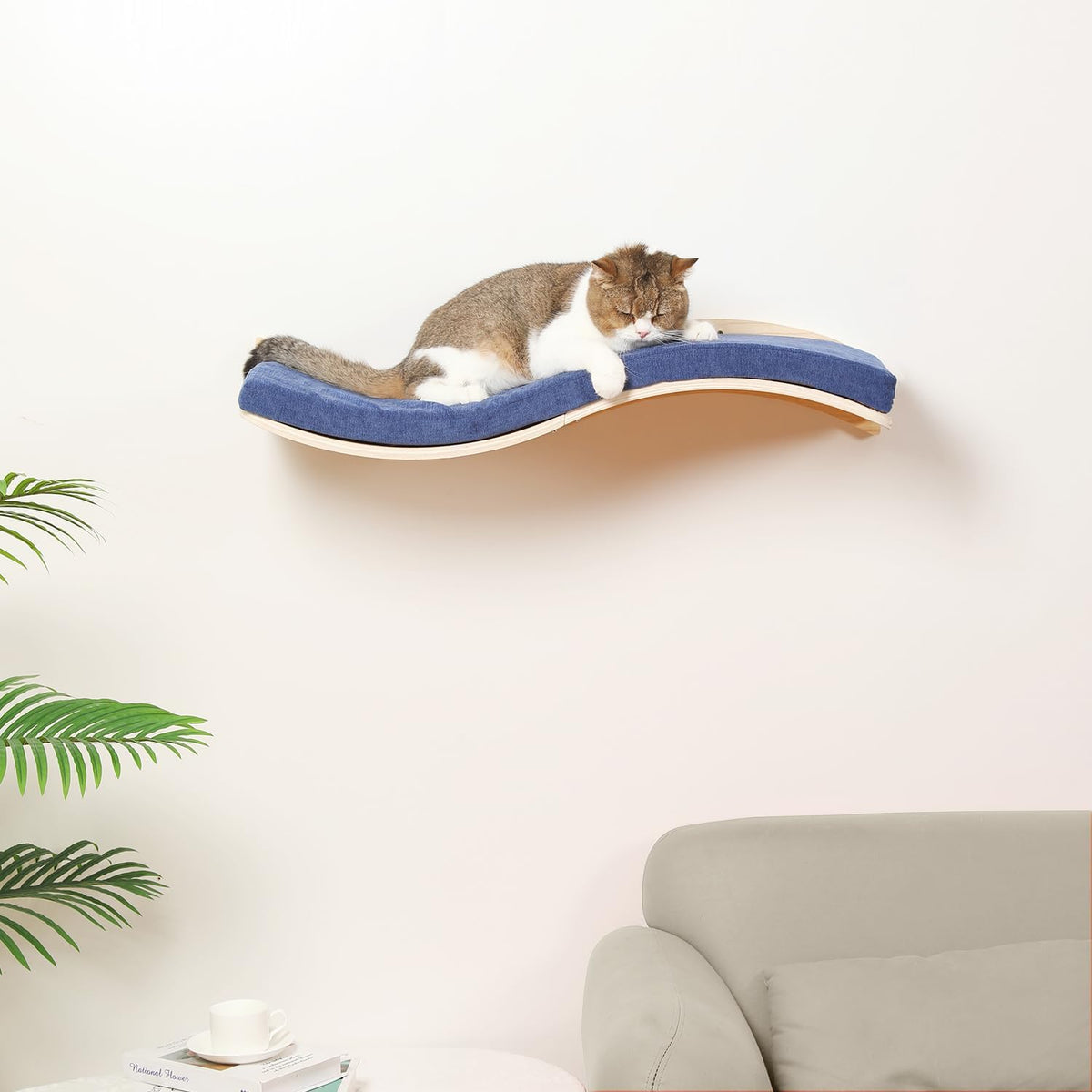 Cat Wall Shelves for Large Cats - Wall Mounted Furniture with Comfortable Cushion, Perfect Perch