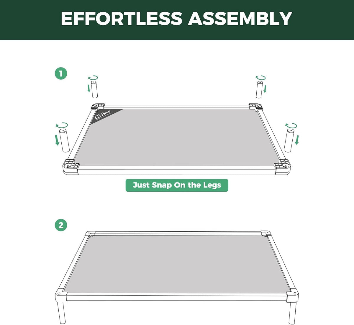 FXW TitanNest Chew-Proof Elevated Dog Bed, Raised Cot for Indoor/Outdoor/Camping Use, Durable &