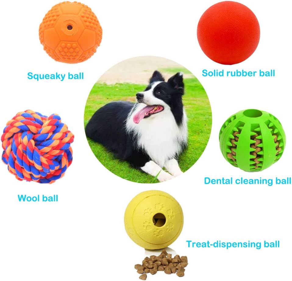 5 Different Functions Interactive Dog Puzzle Toys Balls for Medium Large Dogs, Food Treat