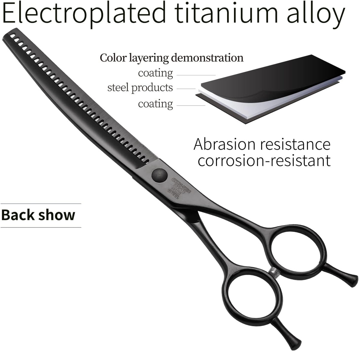 Fenice Peak Professional Dog Grooming Scissors Pet Curved Chunker Shears 7.0'' Extremely Sharp