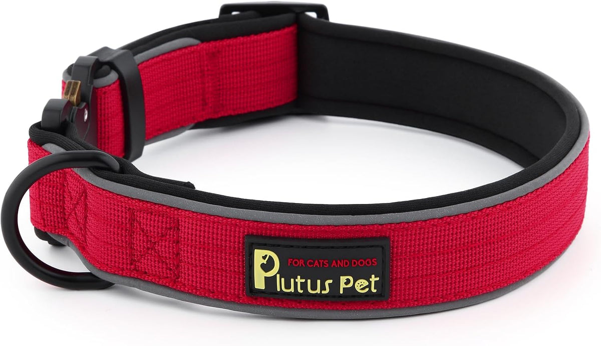 Plutus Pet Tactical Dog Collar, Reflective, Adjustable Heavy Duty Dog Collar, Soft Padded and