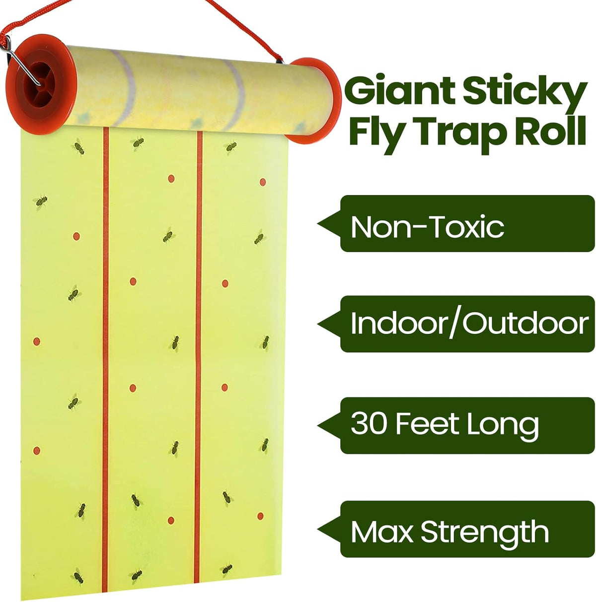 Qualirey 295 ft Giant Sticky Fly Traps, 30 Feet Fly Strips for Indoor Outdoor Hanging Flying Tapes