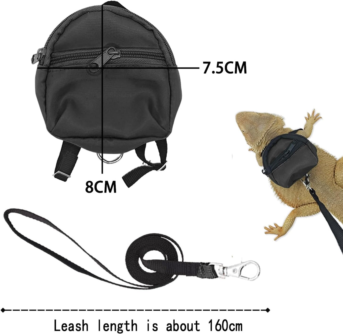 Crested Geckos Backpack Carrier,Reptile Portable Backpack Carrier with Small Backpack Harness Leash