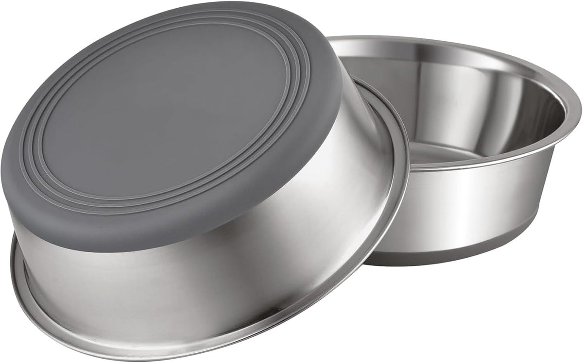 YINGFAN Stainless Steel Dog Bowls, 2 Pack Metal Dog Bowls with Non-Slip Rubber Base, Durable Food