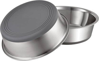 YINGFAN Stainless Steel Dog Bowls, 2 Pack Metal Dog Bowls with Non-Slip Rubber Base, Durable Food