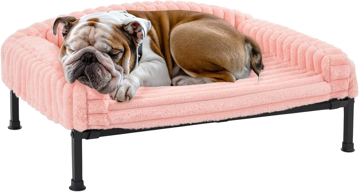 Veehoo Elevated Dog Bed with Bolster Cushion, Fluffy Plush Dog Couch Beds for Small Dogs, Cats