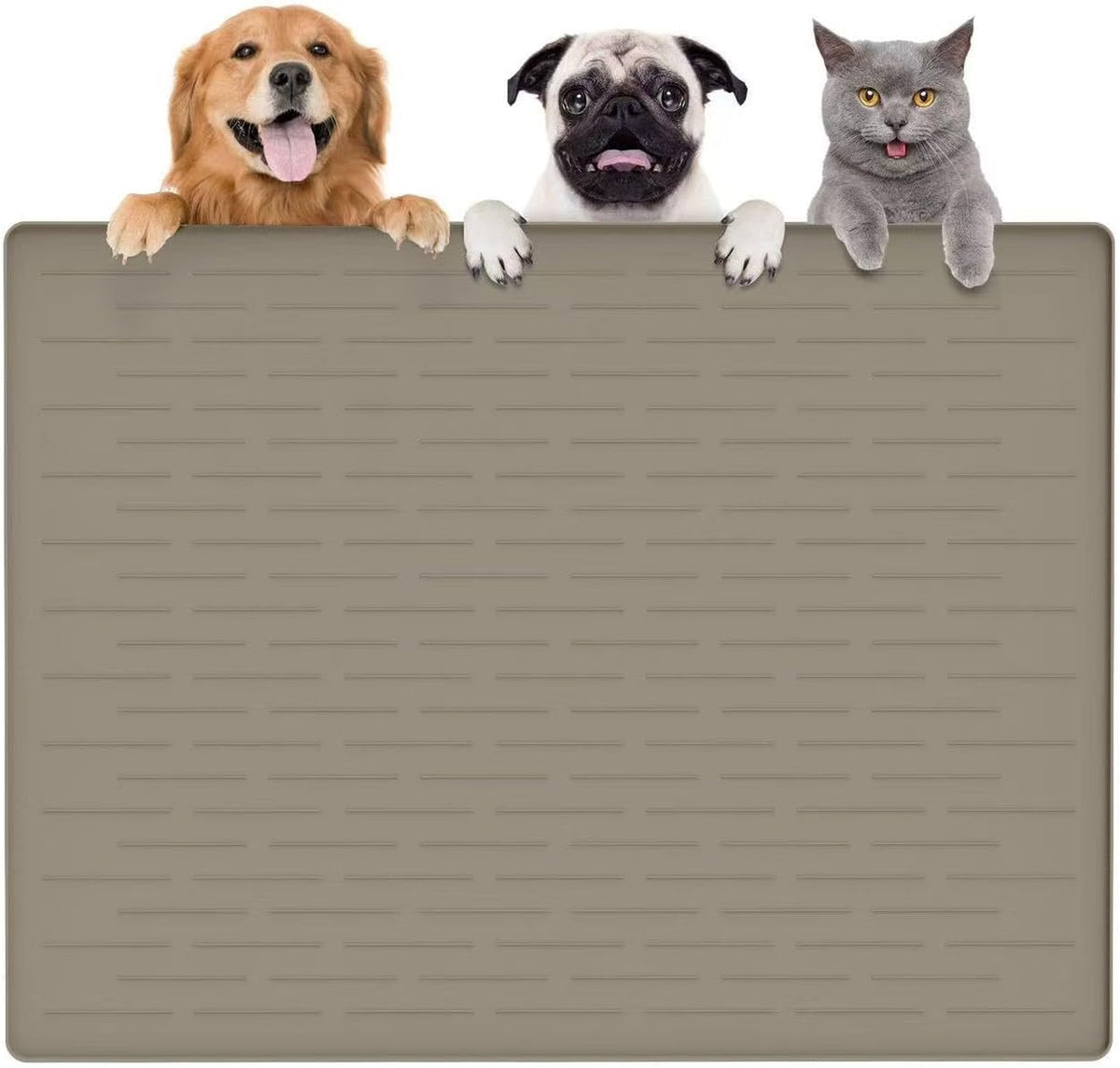 Large Dog Mats for Food and Water, 40"x30" Waterproof Pet Food Mats for Floor Nonslip Silicone Bowl
