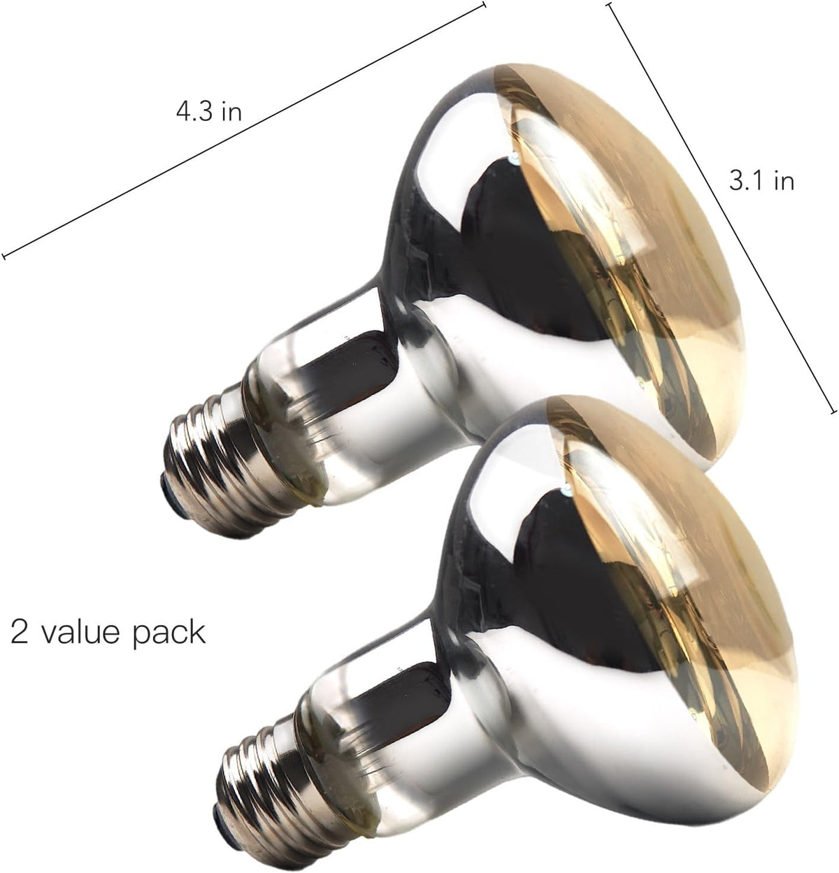 MRREPTILE Reptile Heat Lamp Bulbs, 2-Pack 75W Intense Basking Bulbs, Reptile Basking Lamps, Bearded