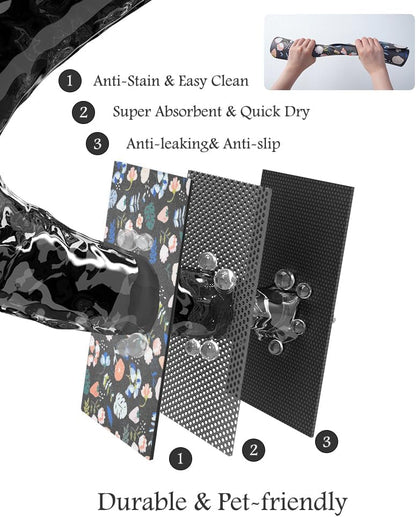 Pet Feeding Mat-Absorbent Dog Mat for Food and Water Bowl-No Stains Quick Dry Water Dispenser