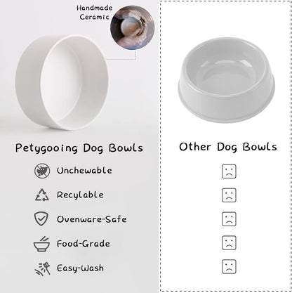 Petygooing White Elevated/Raised Ceramic Dog Bowl for Medium and Large Breeds, Dog Food Water Dish