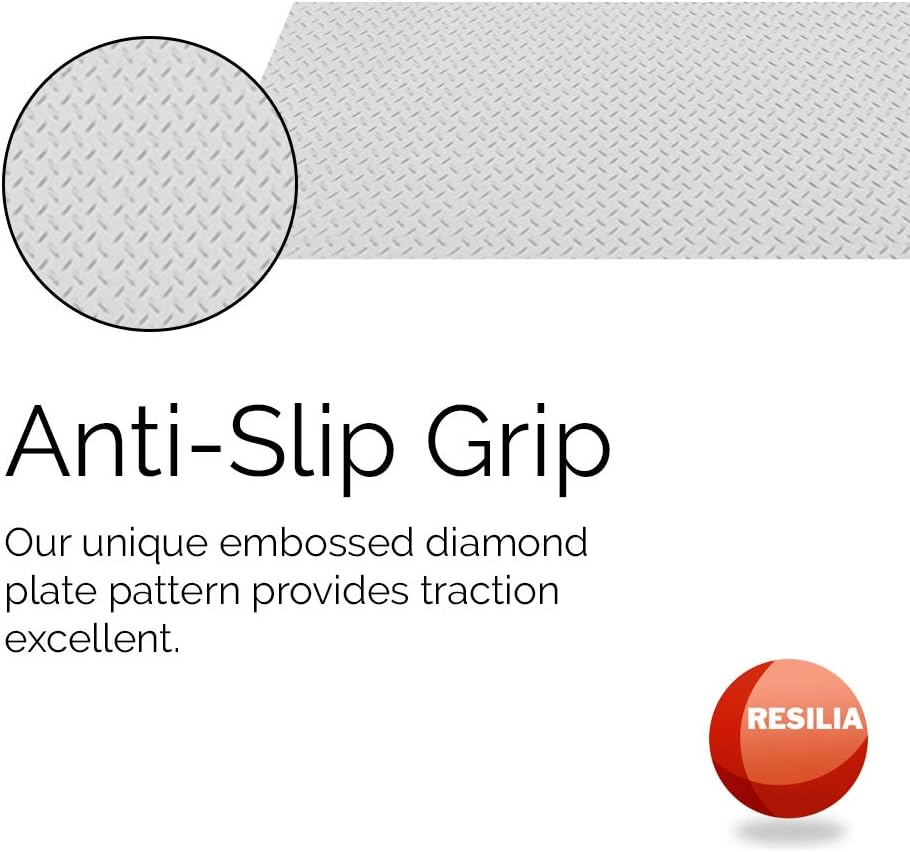 RESILIA Heavy Duty Garage Floor Runner & Protector Mat - Slip Resistant Diamond Plate PVC Mats