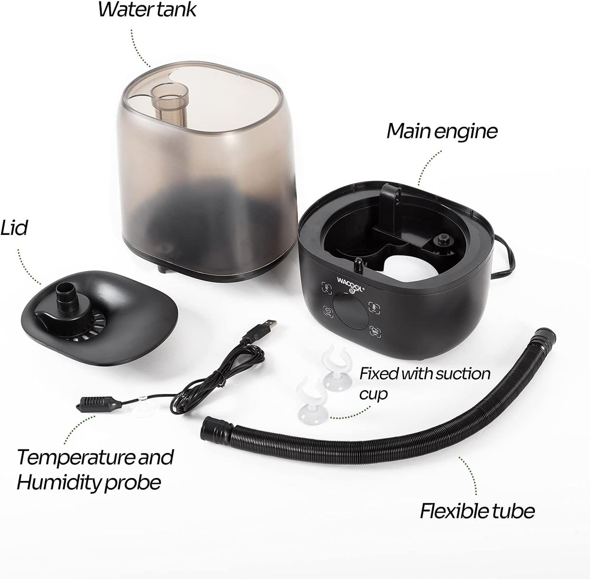 WACOOL Reptile Fogger with Humidity Controller, 4L Large Tank Reptile Humidifier with Humidistat &