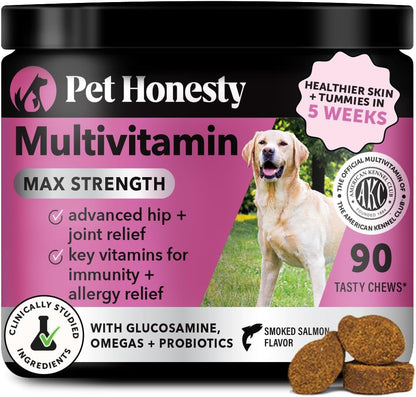 Dog Multivitamin Max Strength - 15 in 1 Vitamins for Health & Heart - Essentials Fish Oil
