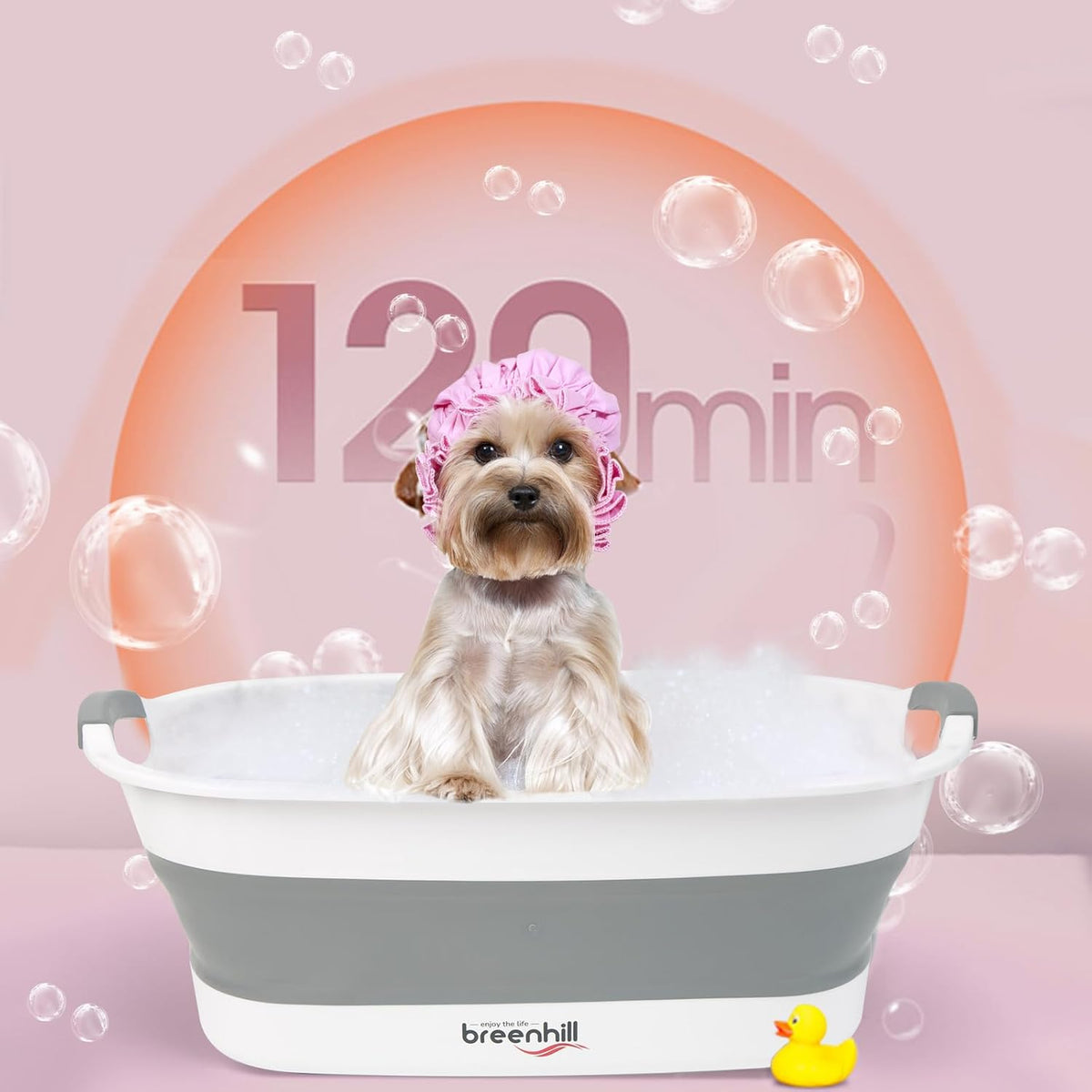 Collapsible Dog Bath Tub for Small Dogs & Cats, Portable Puppy Bath Tub with Water Drain Plug