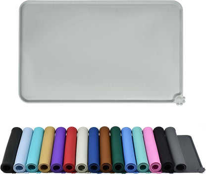 Waterproof Pet Feeding Mat with High Raised Edges, Heavier and Thicker Placemats for Cat Dog Water