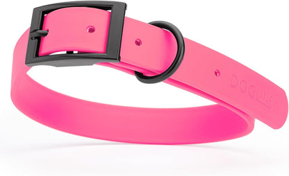 Dogline Biothane Waterproof Dog Collar Strong Coated Nylon Webbing with Black Hardware Odor- Proof