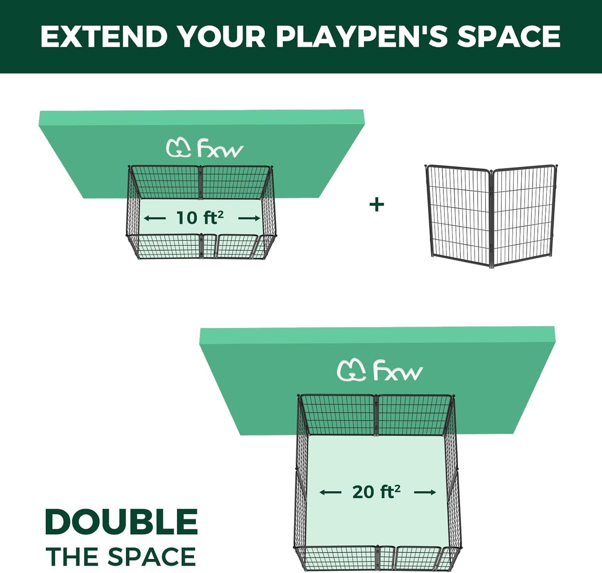 FXW Homeplus Unleashed Indoor Dog Playpen - Stress-Free and Safe Play, Heavy Duty 40 Inch 2 Wire
