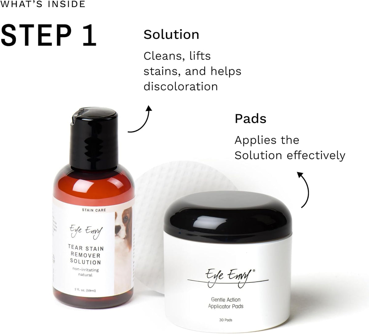 Eye Envy Dog Tear Stain Remover Starter Kit with ProPowder Brush | Stain Solution, Applicator Pads