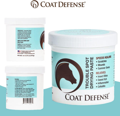 COAT DEFENSE Trouble Spot Drying Paste for Horses - Natural Equine Wound Care That Provides Safe &