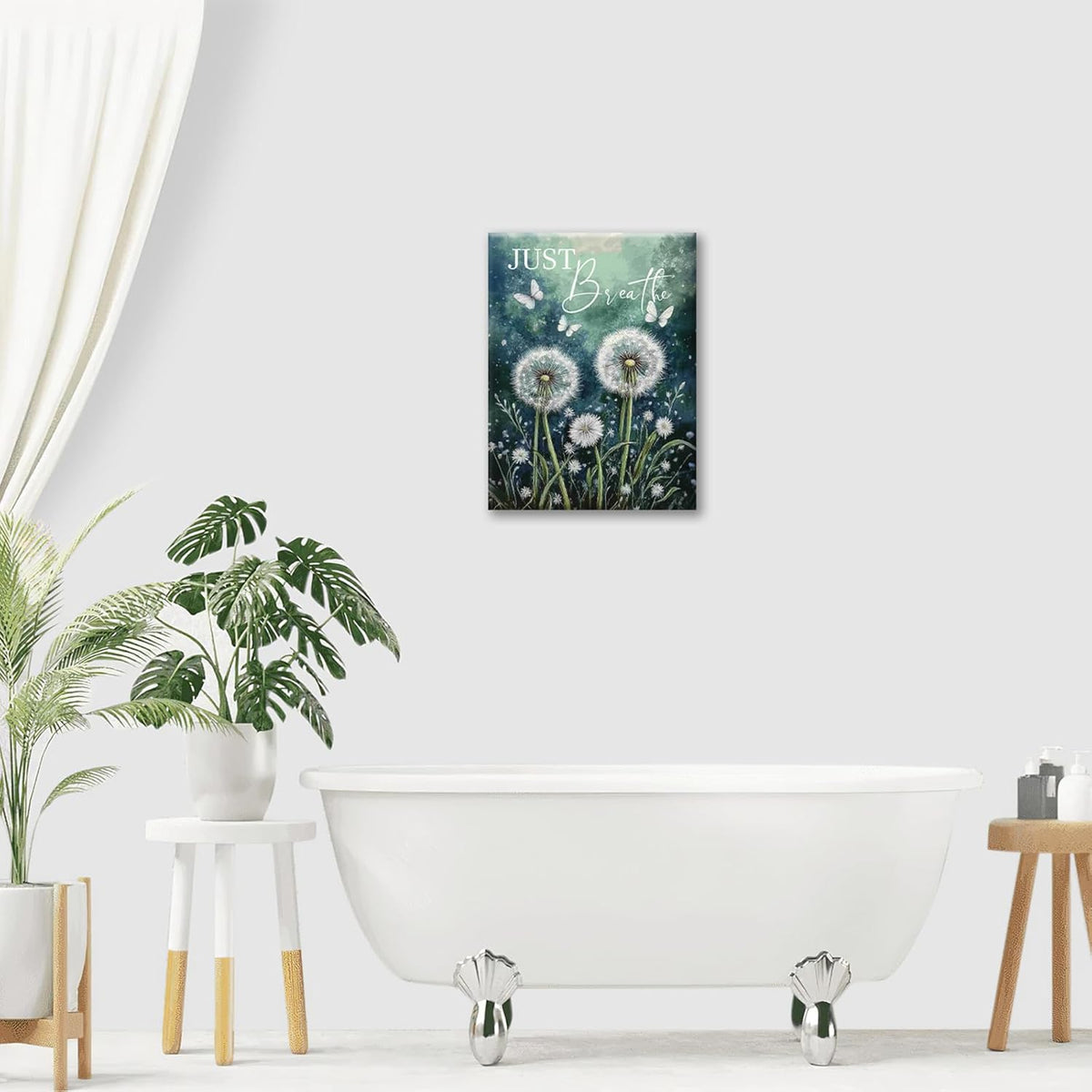 Dandelion Pictures Wall Art, Farmhouse Floral Bathroom Wall Decor, Rustic Nature Inspirational