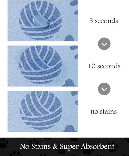 Pet Feeding Mat-Absorbent Dog Mat for Food and Water Bowl-No Stains Quick Dry Water Dispenser