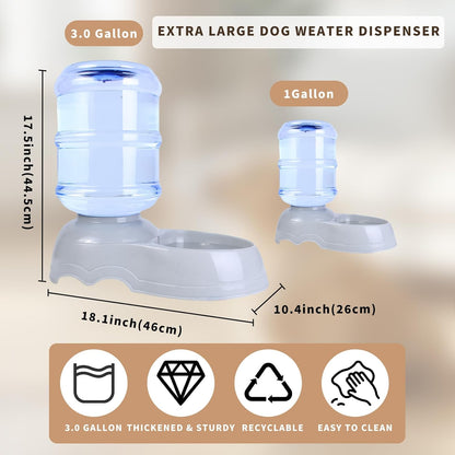 Large Dog Water Bowl Dispenser,3 Gallon/11L Gravity Automatic Pet Water Dispenser,Gravity Water