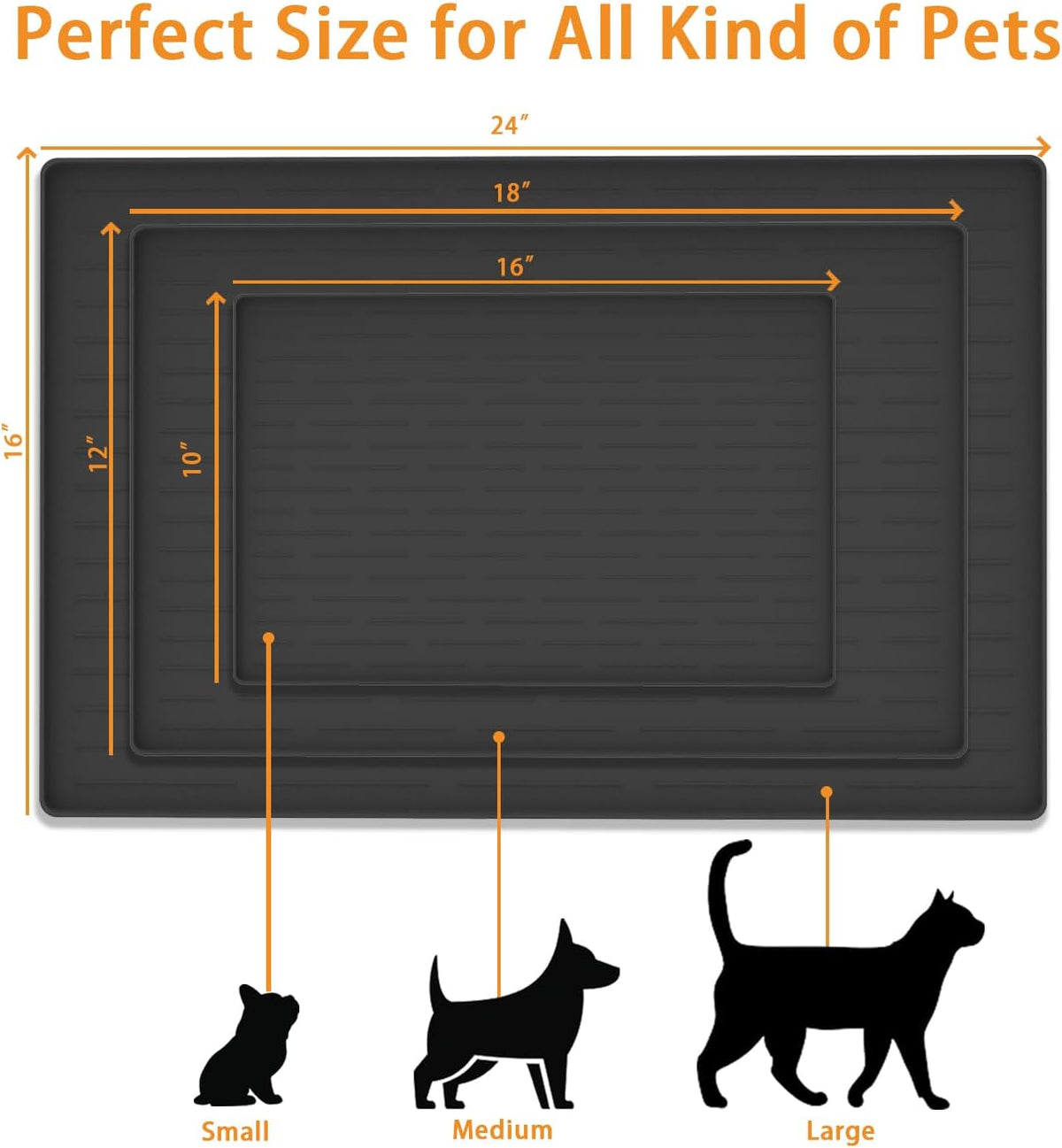 24" x 16" Dog Food Mat, Silicone Pet Mats for Food and Water, Nonslip Pet Feeding Mats for Floors