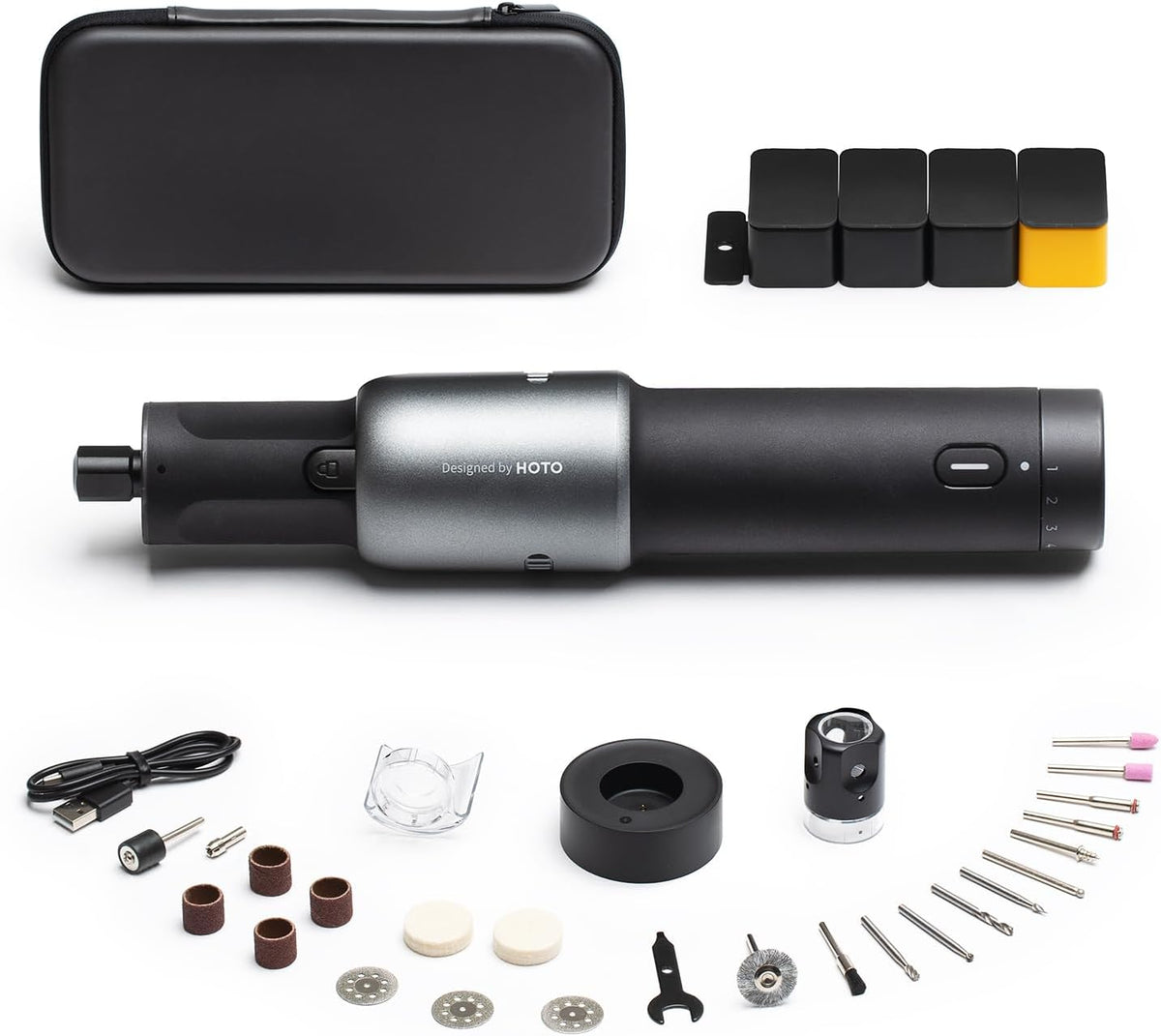HOTO 4V Cordless Rotary Tool Kit, Upgraded Motor, 25000 RPM, 5 Variable Speed, 2000mAh, 35