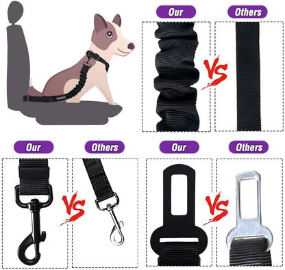 COOYOO Dog Seat Belt,Retractable Dog Car Harness Seat Belt for Car Adjustable Nylon Pet Safety Seat