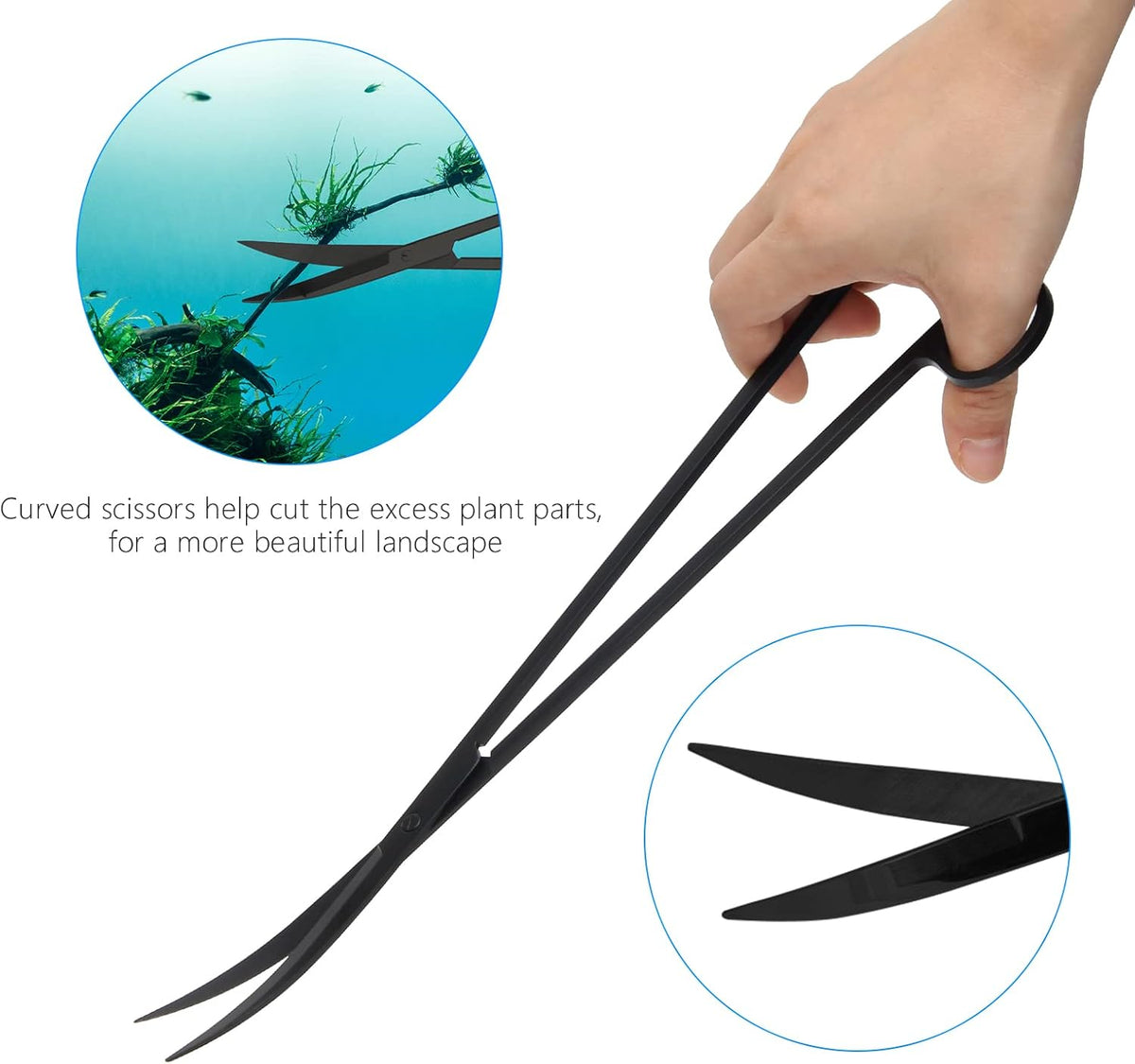 Aquarium Aquascape Tools Kit 15in, 4 in 1 Anti-Rust Aquatic Plant Aquascaping Tool Stainless Steel