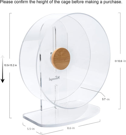 Niteangel Silent Hamster Exercise Wheel - Dual-Bearing Quiet Spinning Acrylic Hamster Running Wheel