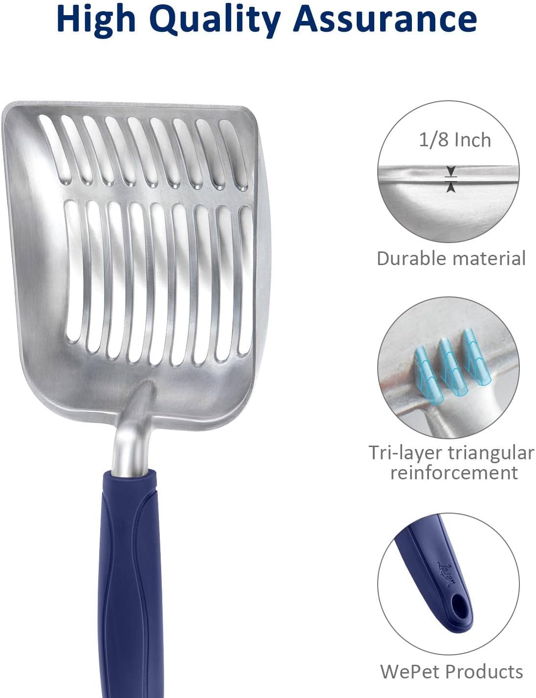 WePet Cat Litter Scoop, Aluminum Alloy Sifter, Kitty Metal Scooper, Deep Shovel, Long Handle, Poop