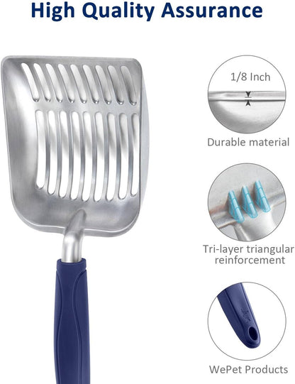 WePet Cat Litter Scoop, Aluminum Alloy Sifter, Kitty Metal Scooper, Deep Shovel, Long Handle, Poop