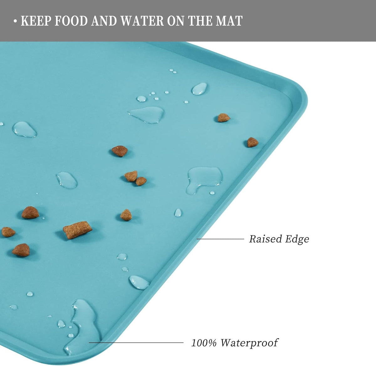 Waterproof Pet Feeding Mat with High Raised Edges, Heavier and Thicker Placemats for Cat Dog Water