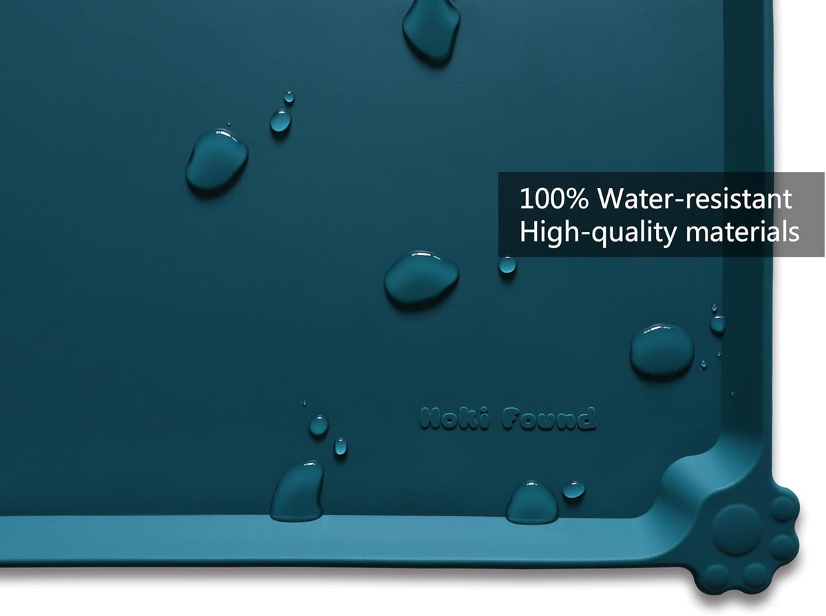 Hoki Found Large Silicone Pet Food Mats Tray - Non Slip Pet Dog Cat Bowl Mats Placemat - Dog Pet
