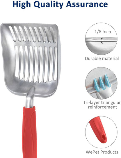 WePet Cat Litter Scoop, Aluminum Alloy Sifter, Kitty Metal Scooper, Deep Shovel, Long Handle, Poop