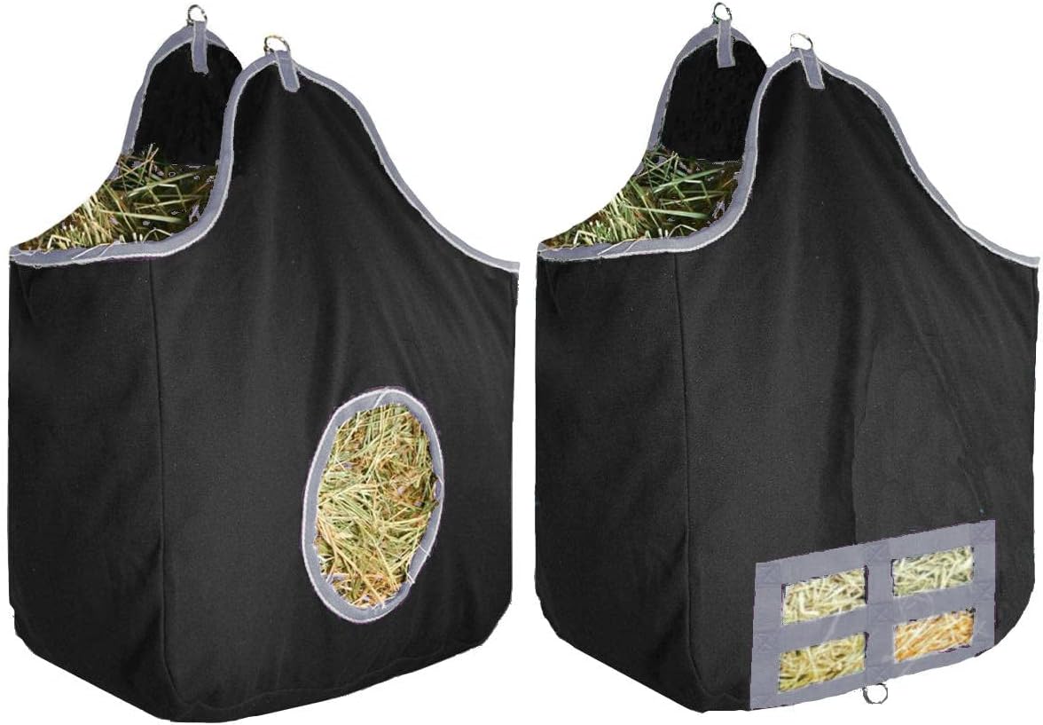 Derby Originals Large 24 OZ Canvas Horse Hay Bag 2 Sided Combo Design X Wide Gusset and 6 Month