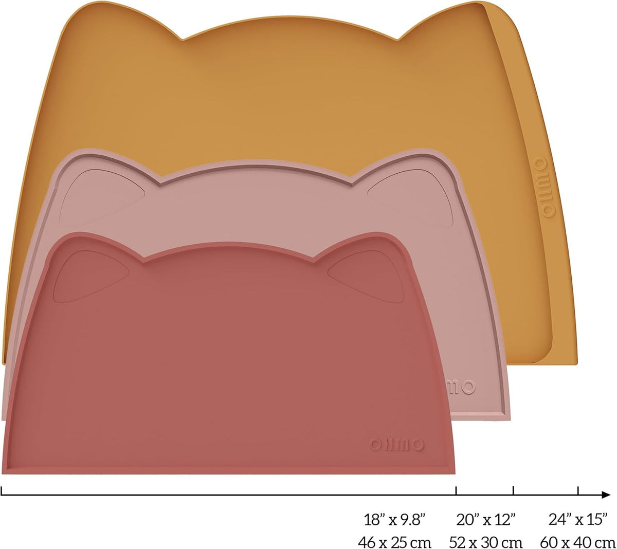 OHMO - Cat Food Mat, Silicone Pet Feeding Mat for Floor Non-Skid Waterproof Dog Water Bowl Tray