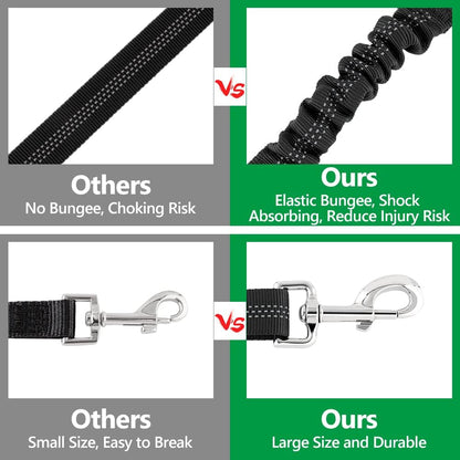 Plutus Pet Dog Seat Belt for Car Headrest, Reflective and Adjustable Restraint with Elastic Bungee