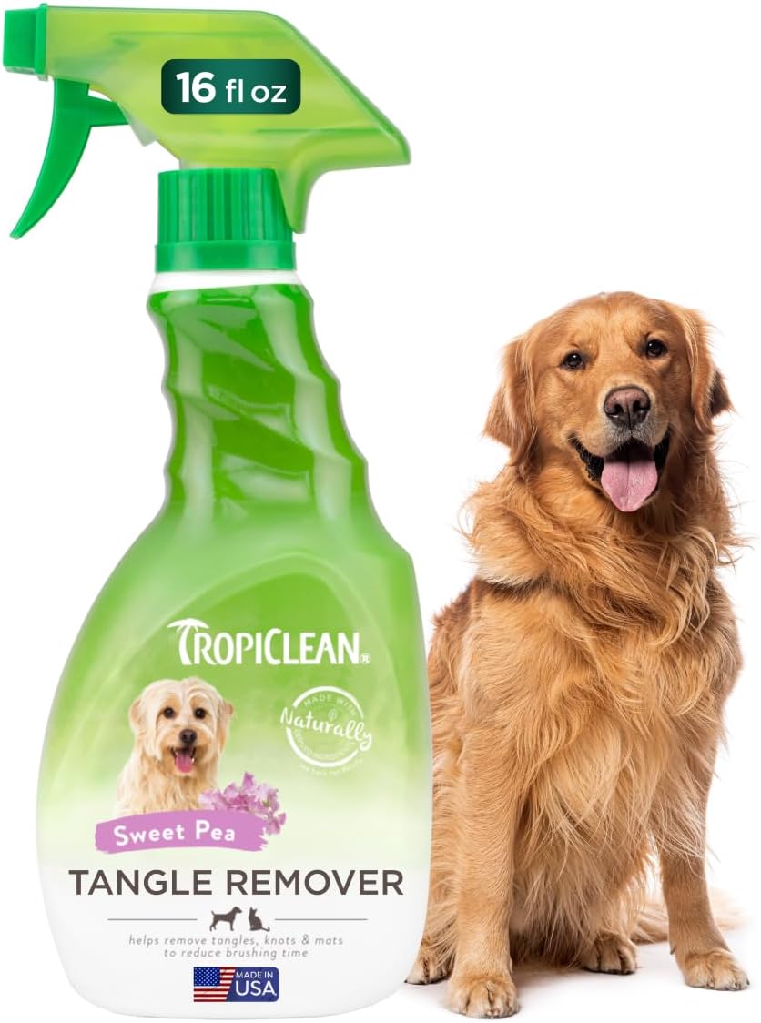 TropiClean Dog Detangler Spray Dematting, Leave in Conditioner, Perfect for Doodles & All Coat