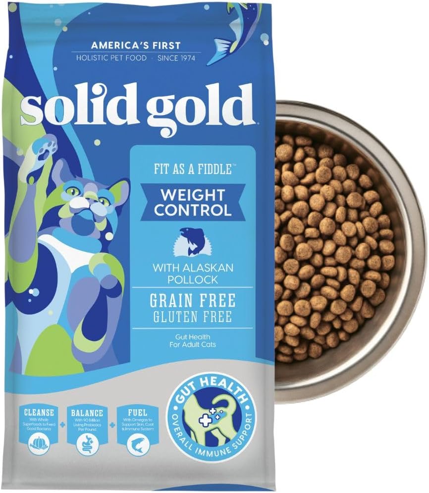 Solid Gold Weight Management Cat Food for Adults - Grain Free & Gluten Free Dry Cat Food Indoor &