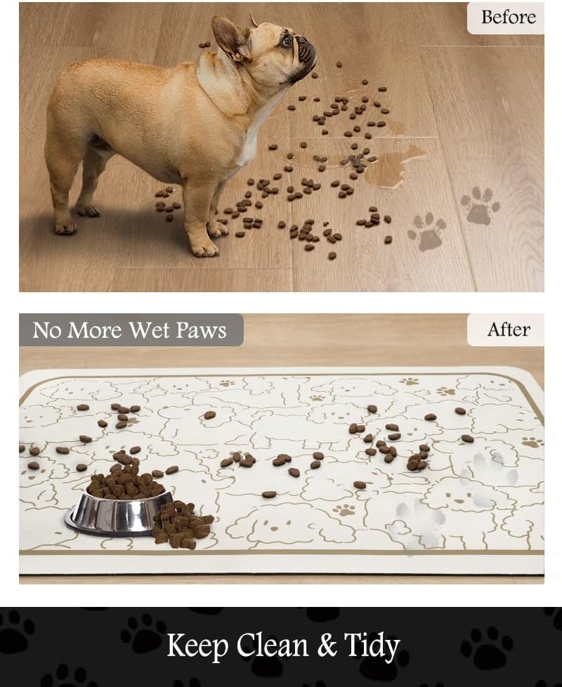 Pet Feeding Mat-Absorbent Dog Mat for Food and Water Bowl-No Stains Quick Dry Water Dispenser