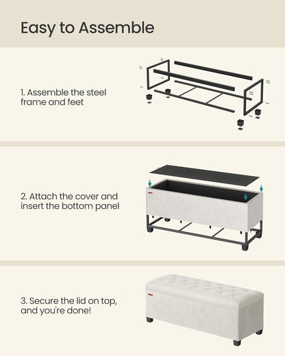 SONGMICS Velvet Storage Ottoman Bench, Foot Rest with Legs, 15.7 x 43 x 15.7 Inches, End of Bed