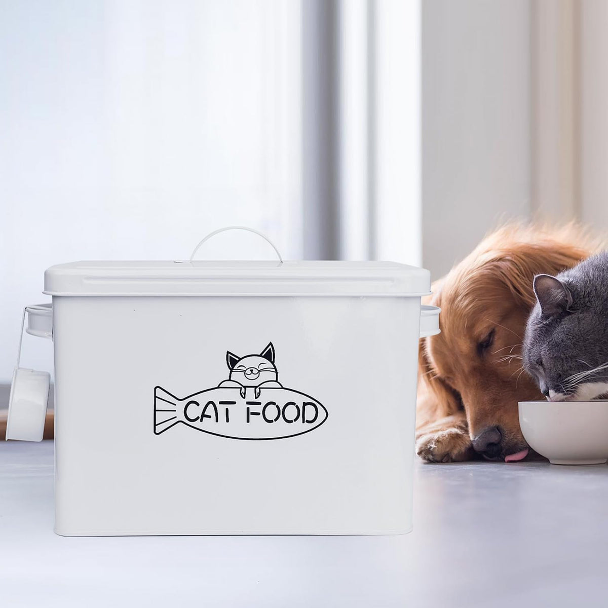 Large Dog and Cat Food Storage Container, Farmhouse Pet Food Storage Containers with Lid and Dry