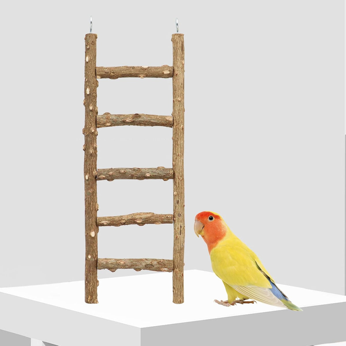 Bird Ladder Toy, Natural Pepper Wood Parrot Ladder, 5-Step Bird Climbing Toys, Bird Chewing Toys