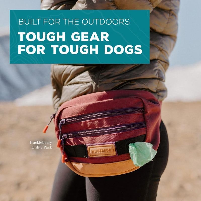 Wilderdog Utility Fanny Pack stores Treats, Balls, Keys in 3 Pockets with adjustable strap and Poop