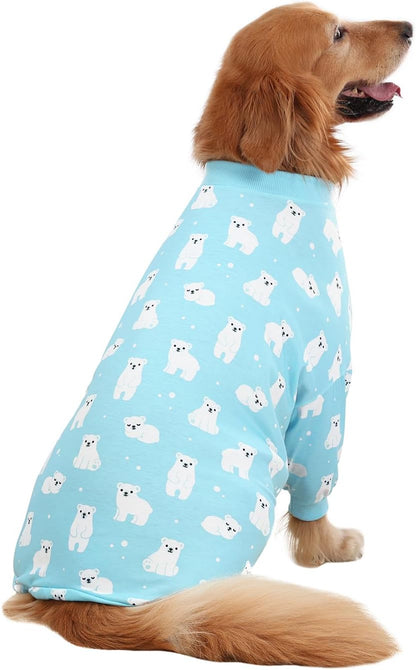 HDE Dog Pajamas One Piece Jammies Jumpsuit Pet Clothes Outfit Stretchy Lightweight Comfy Shirt Pjs