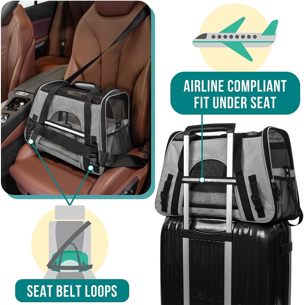 PetAmi Airline Approved Pet Carrier for Cat, Soft Sided Dog Carrier for Small Dogs, Cat Travel