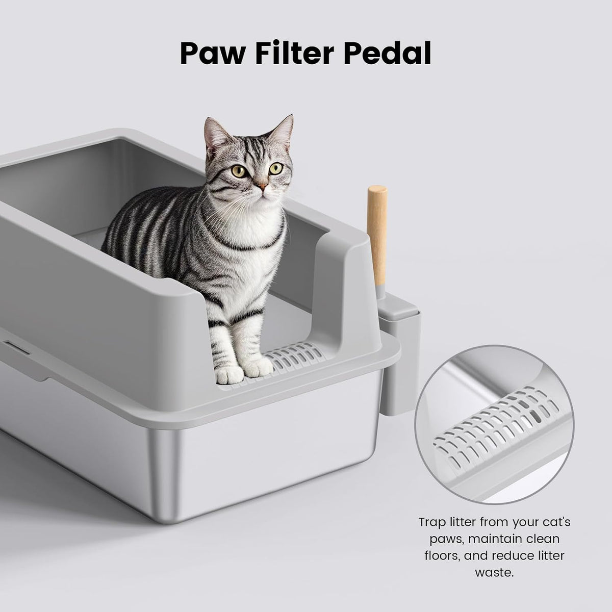 2 Pack Stainless Steel Cat Litter Box - Enclosed XL Metal Kitty Litter Box with Lid for Big Cats