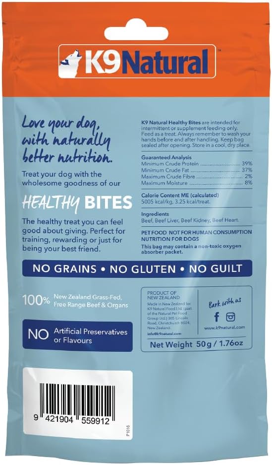K9 Natural, Freeze-Dried Single Ingredient Dog Treats, High-Value, Low-Calorie Protein Bites for